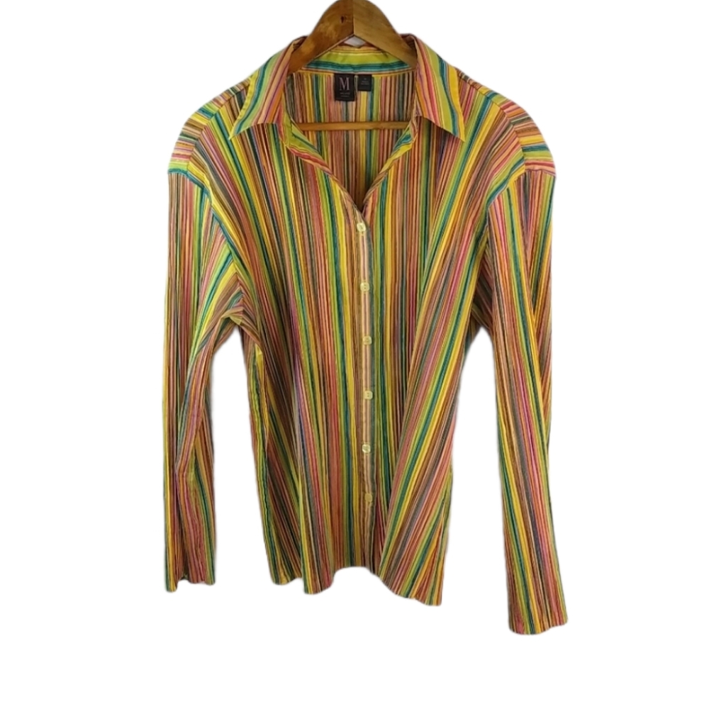 Milano 1X Mustard Rainbow Stripe Top Plus
